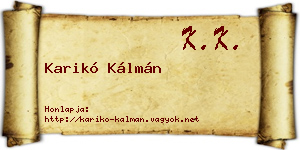 Karikó Kálmán névjegykártya