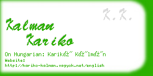 kalman kariko business card